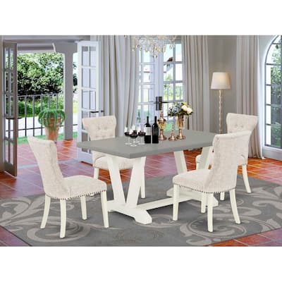 HomeStock 5-Piece Rectangle Natural Oak Finish Solid Wood Top Dining table with 4 Chairs