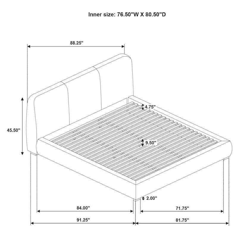 Mokena 46-inch Upholstered Platform Bed
