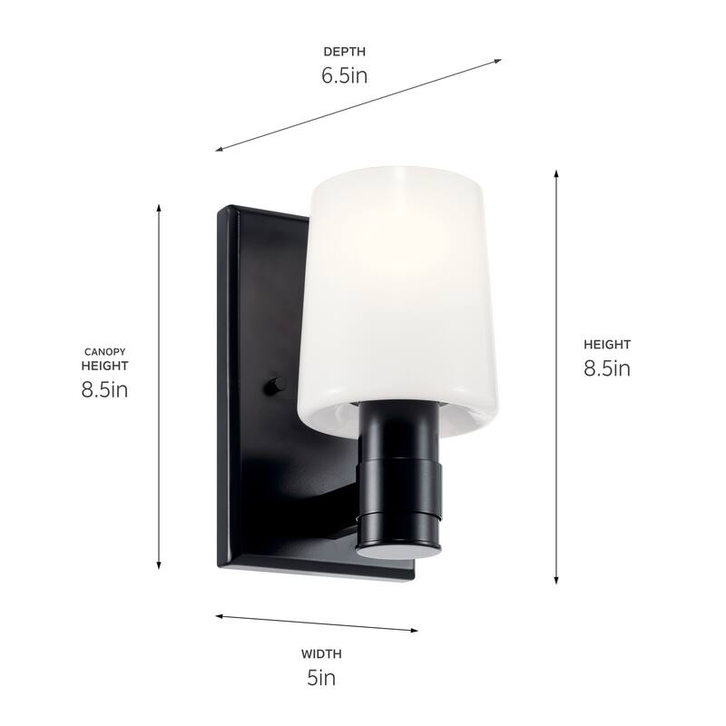 Adani 1-Light Wall Sconce with Opal Glass Shade