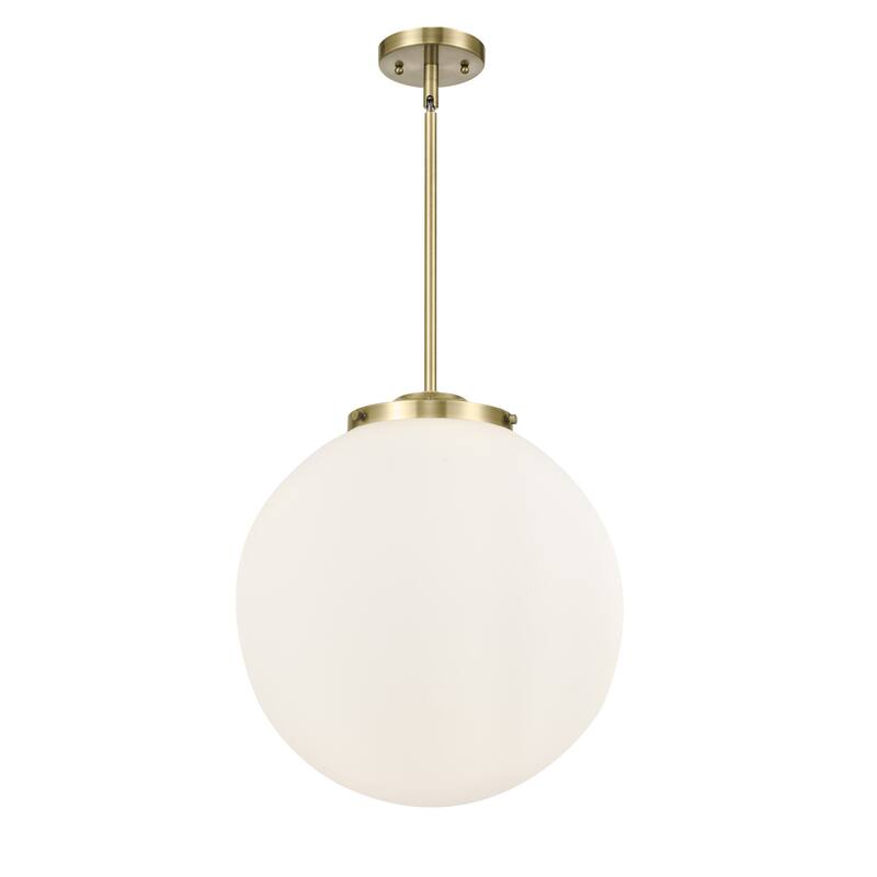 Innovations Lighting Beacon - 3 Light 16" Pendant - Antique Brass/Matte White