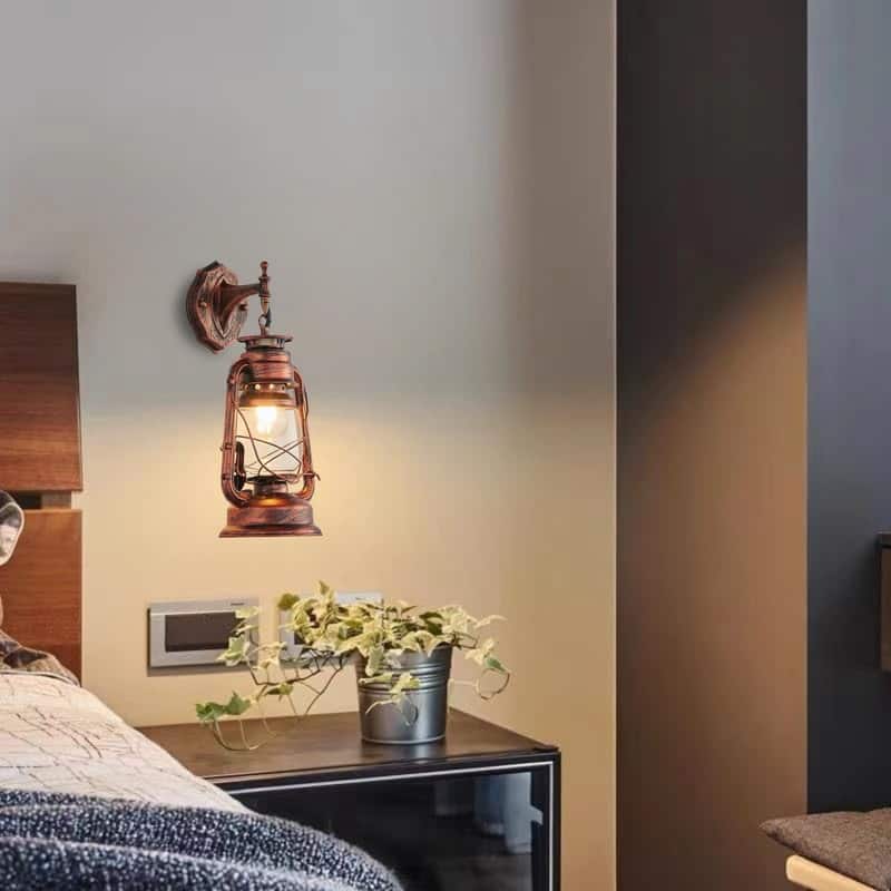 Farmhouse wall sconce anti copper wall lighting glass, iron bulb wall lamp