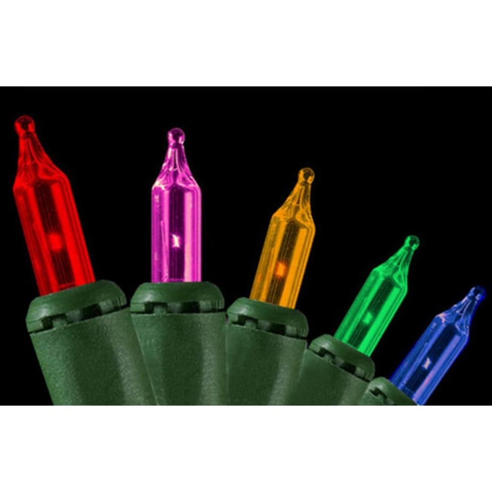 50-Count Pink and Yellow Mini Christmas Light Set, 9.15ft Green Wire