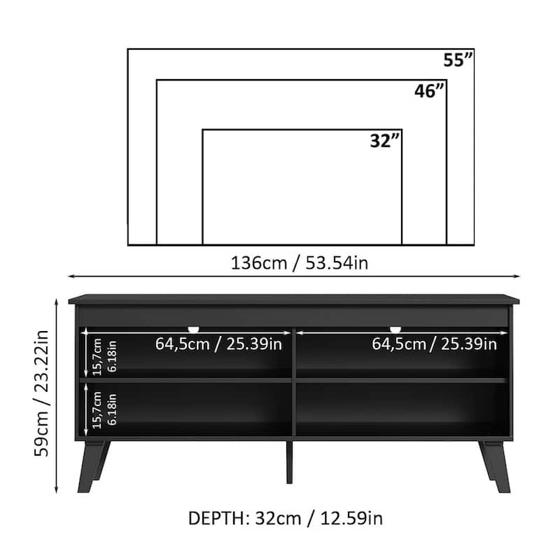 Madesa TV Stand Unit with 4 Shelves and Cable Management for 55, 65 Inch Media Modern Entertainment Center - 53 inches