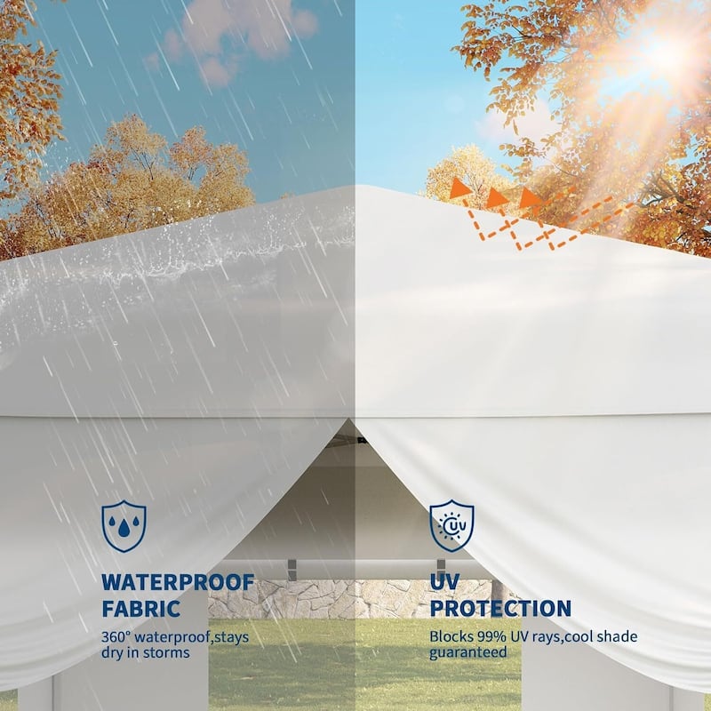 10x10FT Outdoor Pop Up Tent Canopy with 4 Sidewalls SandBag & Carry Bag for Camping, Backyard Parties