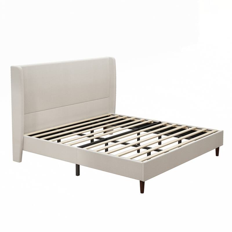 High Headboard Upholstered Platform Bed No Box Spring Needed