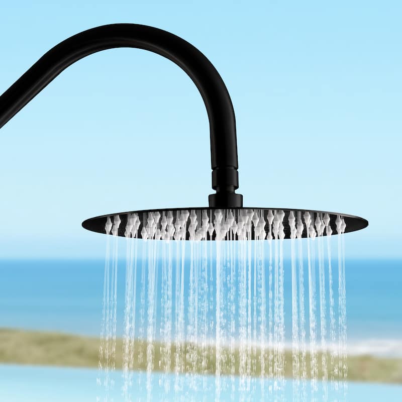 91"H 316 Stainless Steel Freestanding Outdoor Shower with Foot Wash Spout