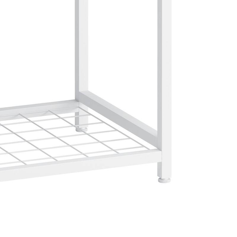 Grondin Free-Standing Portable 3-in-1 Clothes Rack Garment Rack with Shelves, Hanging Rods, Hooks and Pull-Out Storage Basket