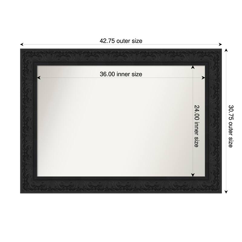 Luxe Non-Beveled Framed Wall Mirror - 43 x 31 in - Luxe Black