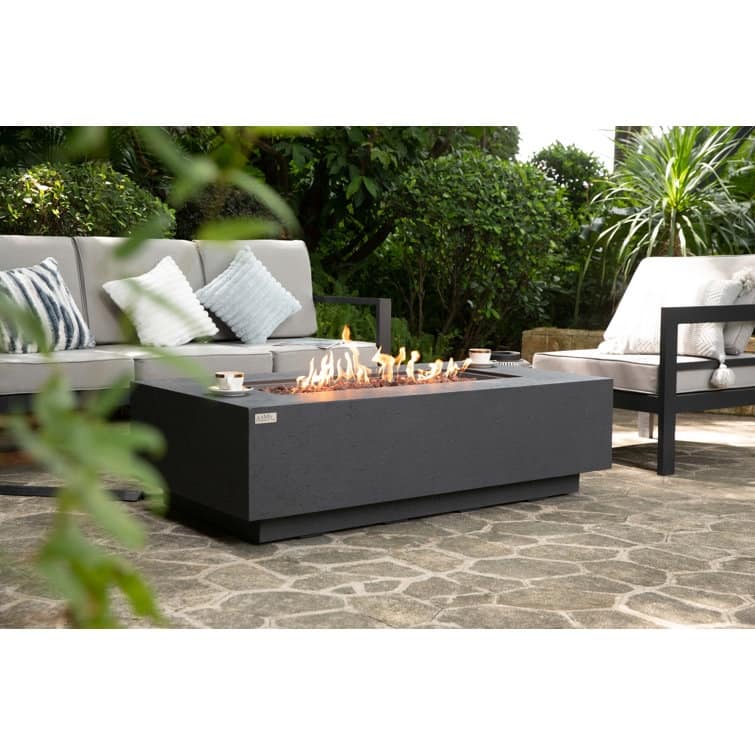 Madison 60" Rectangular Travertine Fire Pit Table by AMS Fireplace