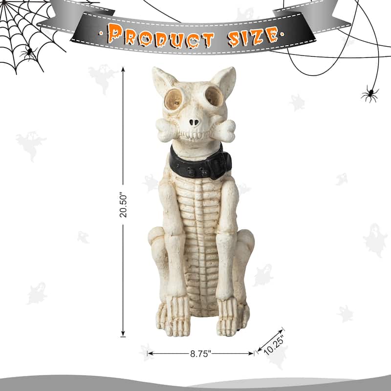 20"H Halloween Pre-lit Resin Skeleton Dog with Timer Indoor Porch Decor by Glitzhome