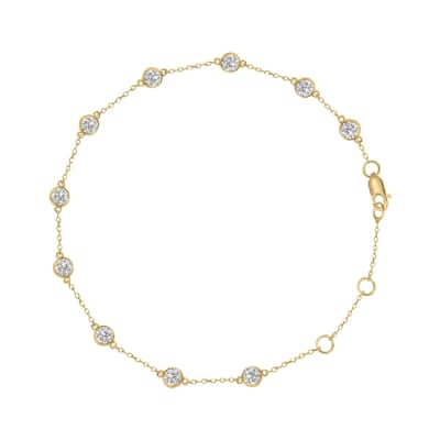 Marquee 3/4 Carat TW Bezel Set Lab Grown Diamond Station Bracelet in 14K Yellow Gold