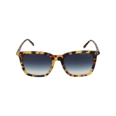 Bottega Veneta Square-Frame Acetate Sunglasses, Blue Lens, Shiny Blonde Havana Frame