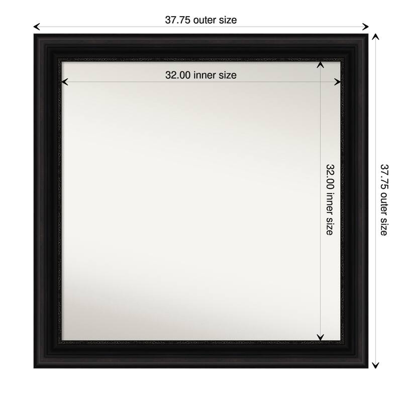 Parlor Black Framed Non-Beveled Custom Wall Mirror, Bathroom Vanity Mirror - Outer Size: 37.75 x 37.75