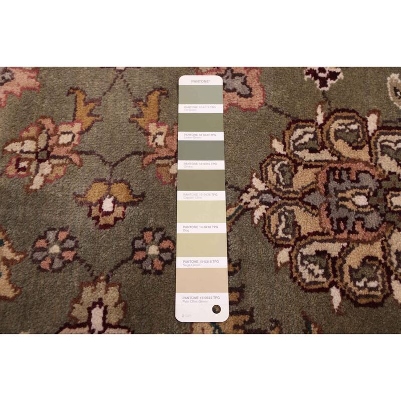 ECARPETGALLERY Hand-knotted Finest Agra Jaipur Light Green Wool Rug - 7'0 x 7'0