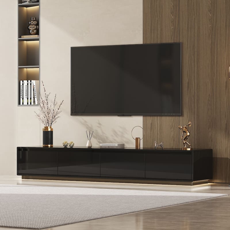 Illuminated White High Gloss Television Entertainment Center Console