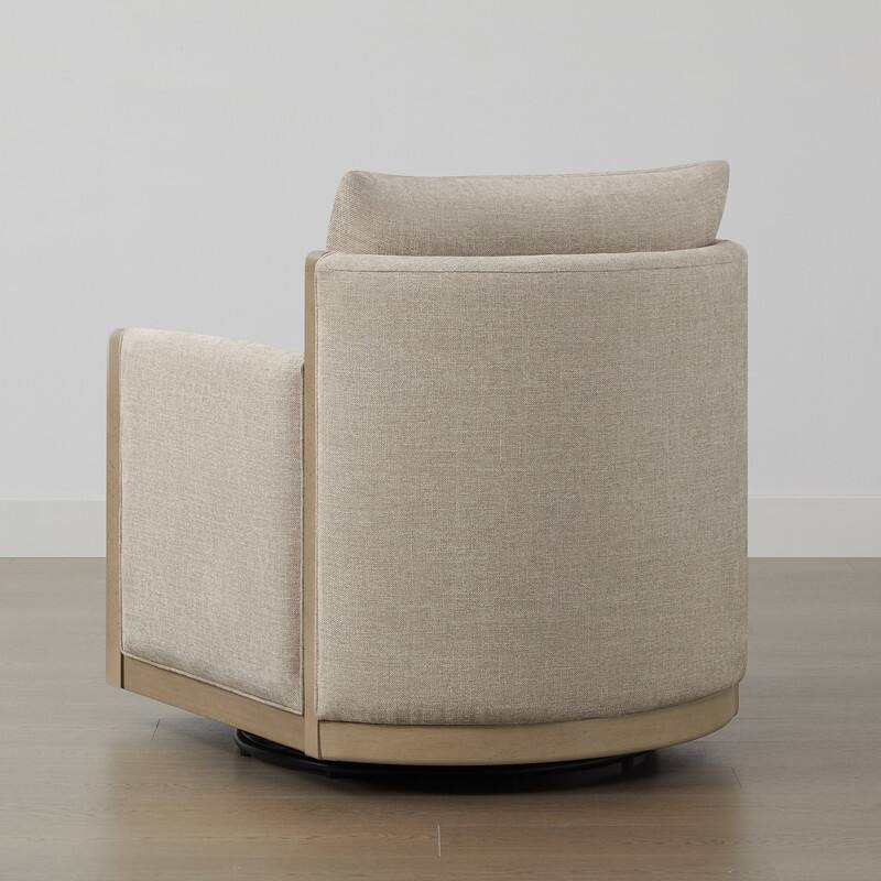 Carina Upholstered Swivel Accent Barrel Chair with Wood Frame