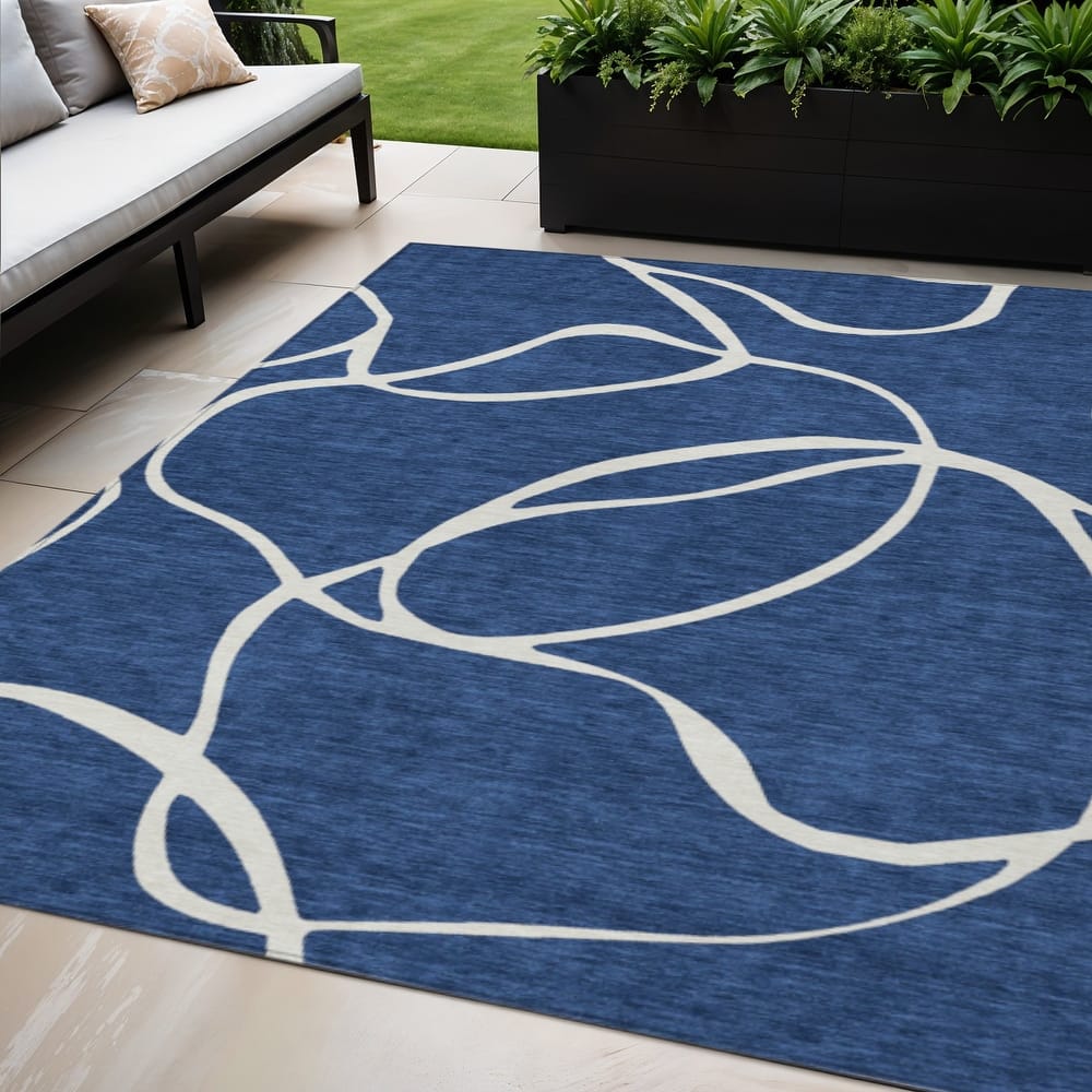 HomeRoots Abstract Transitional Rectangle Outdoor Rug