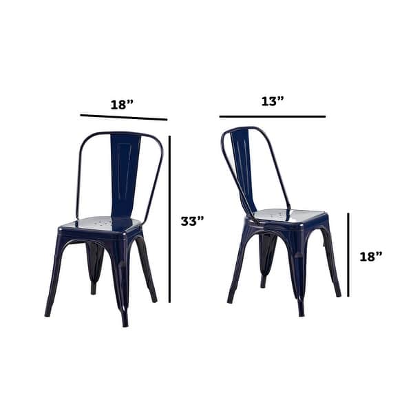 dimension image slide 3 of 4, Industrial Metal 18 Inch Stackable Dining Chair Set