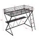 preview thumbnail 3 of 7, Twin Size Loft Bed with Desk, Ladder, Full-Length Guardrails, X-Shaped Frame in Black for Space Saving
