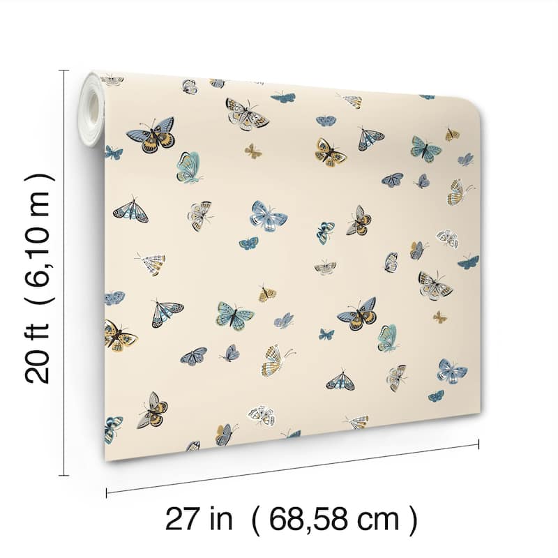Rifle Paper Co. Butterfly House Linen Peel and Stick Wallpaper