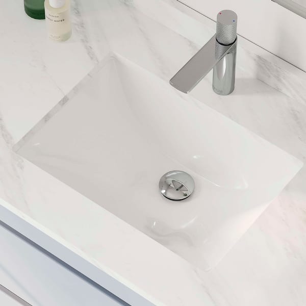 slide 2 of 10, STYLISH Porcelain Rectangular 18 inches Undermount Ceramic Bathroom Sink with Overflow White