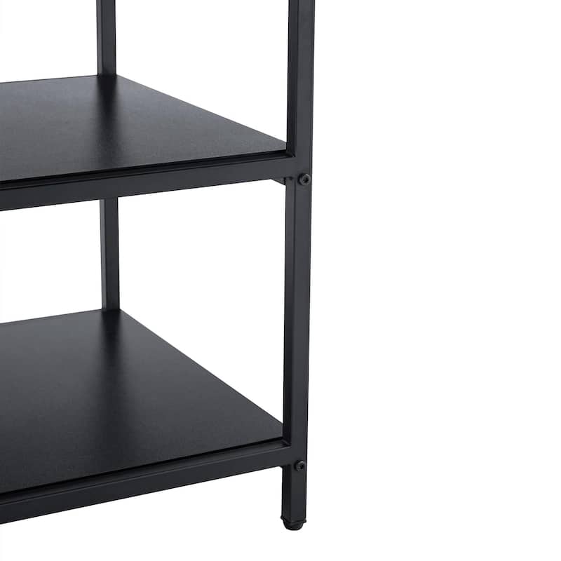 Round Coffee Table, 47 Inch Living Room Coffee Table with Metal Frame, 3 Tier Wooden Center Table with Storage Shelves