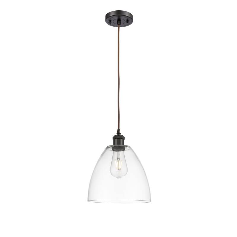Innovations Lighting Ballston Bristol Glass 1 Light 9" Cord Hung Mini Pendant - Clear/Oil Rubbed Bronze