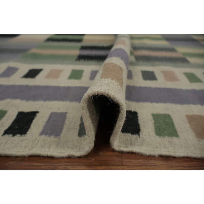 Hand Woven Oriental 100% Wool Carpet Southwestern Geometric Multi-Colored Kilim Area Rug - 10' 0'' X 9' 9''