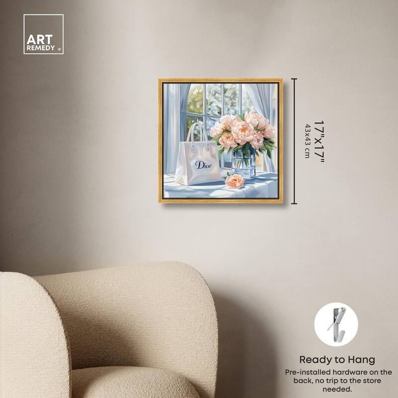 Bag and Peonies Canvas by Art Remedy