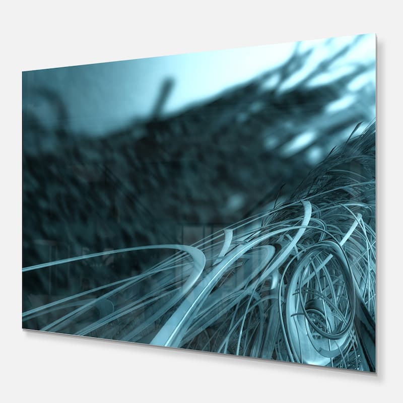Fractal 3D Bottom Stripes - Abstract Art Glossy Metal Wall Art