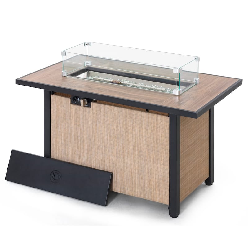 Outdoor 43’’ Fire Pit Table, 50,000 BTU Propane Fire Pit with Lid