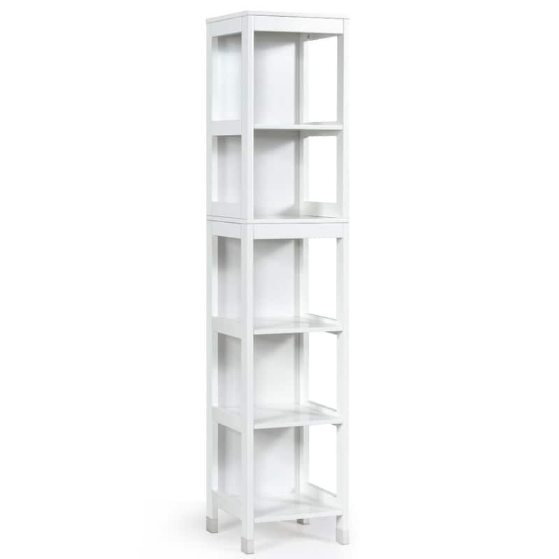 Gymax Bathroom Floor Cabinet Multifunctional Storage Organizer 5Tier