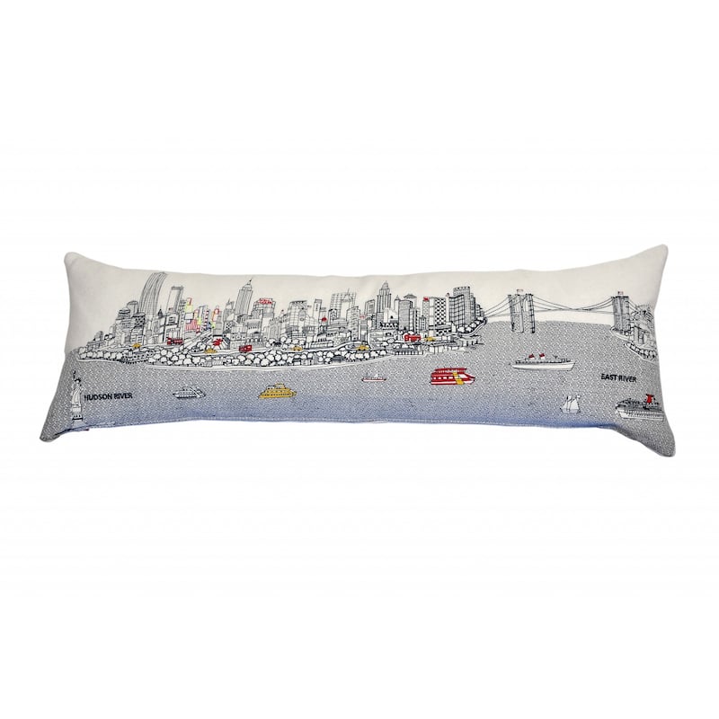 HomeRoots 14" X 46" Cream NYC Daylight Skyline Lumbar Decorative Pillow