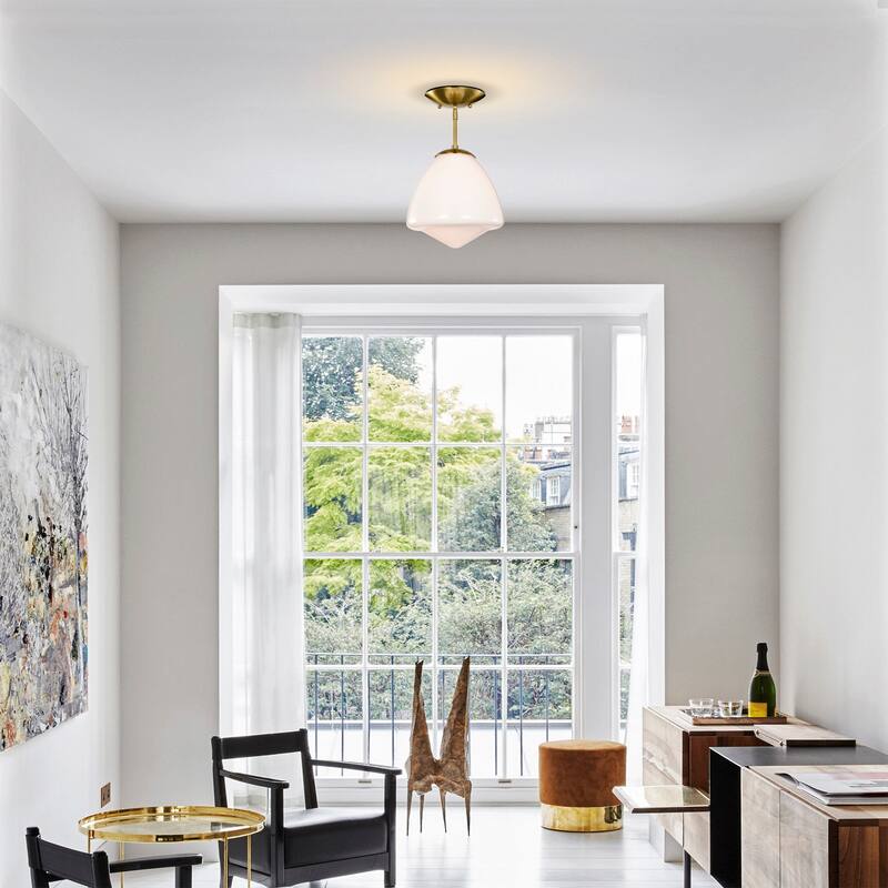 Zylo Semi-Flush Mount Metal Ceiling Lamp with Clear Glass Shade