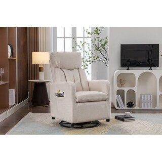 022-Linen Fabric Swivel Rocking Chair Gilder Chair With Pocket - Bed ...
