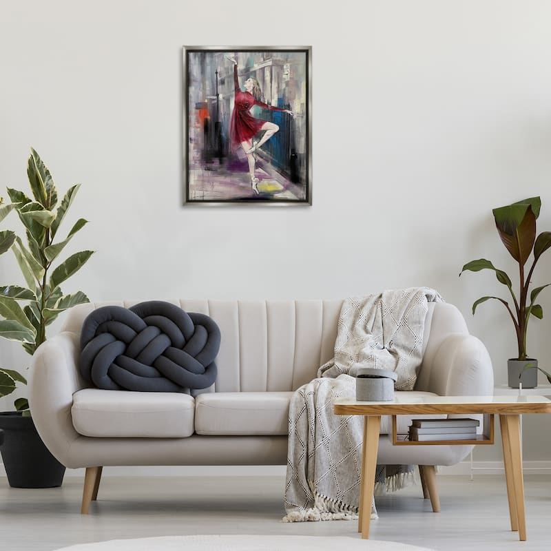 Stupell Ballet on City Street Framed Floater Canvas Wall Art Design By Lucille Lee