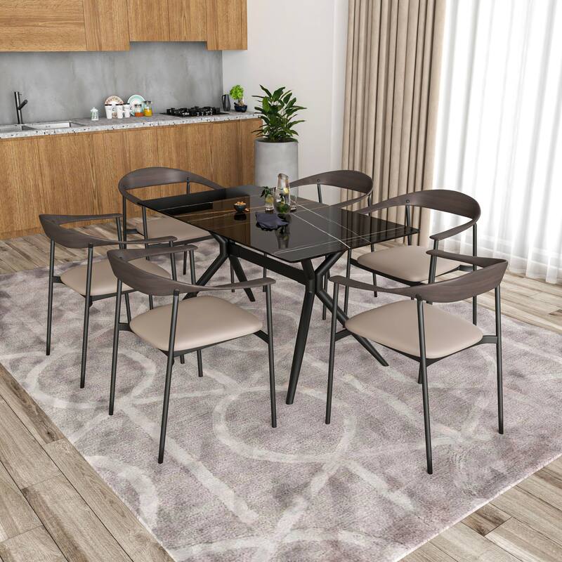 Leather Dining Chair with Stainless Steel Frame Set of 2 Kora Series