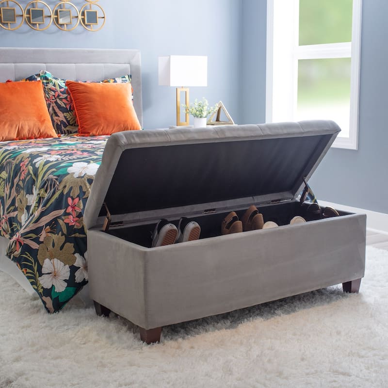Upholstered Shoe Storage Ottoman - 48" - Gray