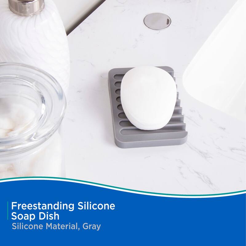 Kenney Freestanding Silicone Soap Dish - Gray - 4.5" L x 3" W