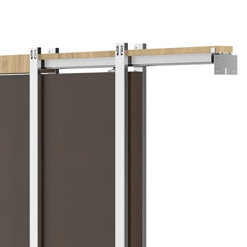 Brown-Silver Wood and Steel Soft-Close Pocket Door Frame Kit Adjustable