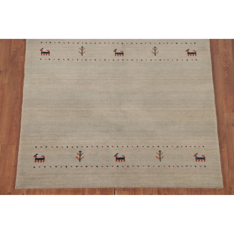 Tribal Animals Gabbeh Oriental Accent Rug Handmade Wool Carpet - 3'10"x 5'10"