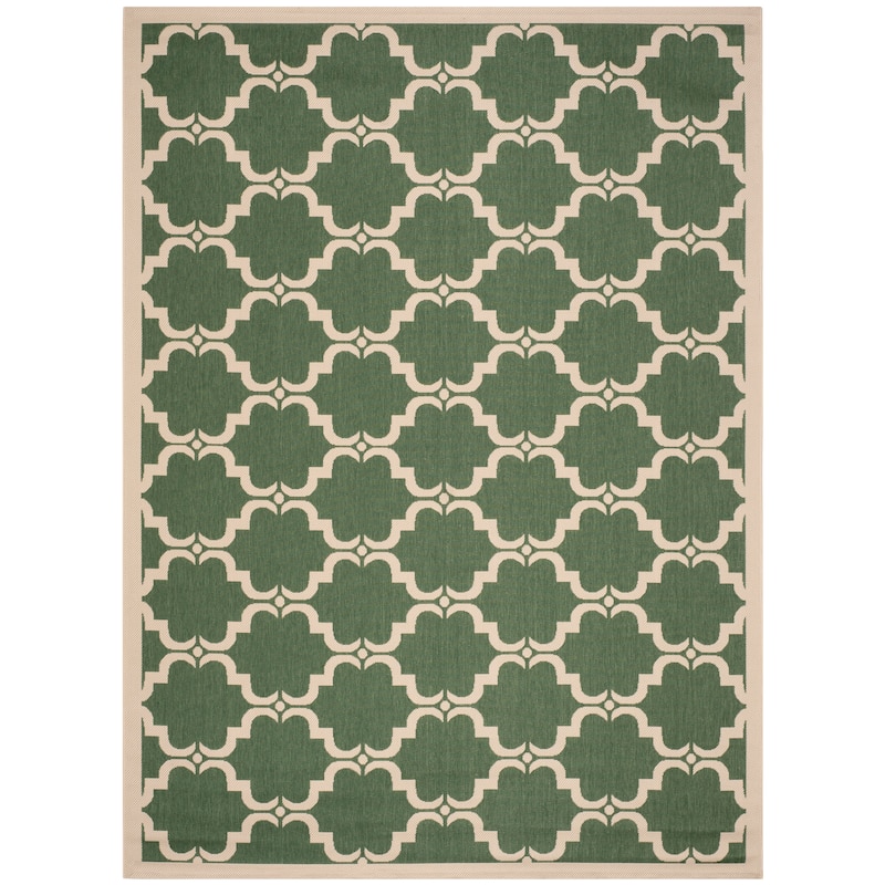 SAFAVIEH Courtyard Charleen Indoor/ Outdoor Waterproof Patio Backyard Rug - 8' x 11' - Dark Green/Beige