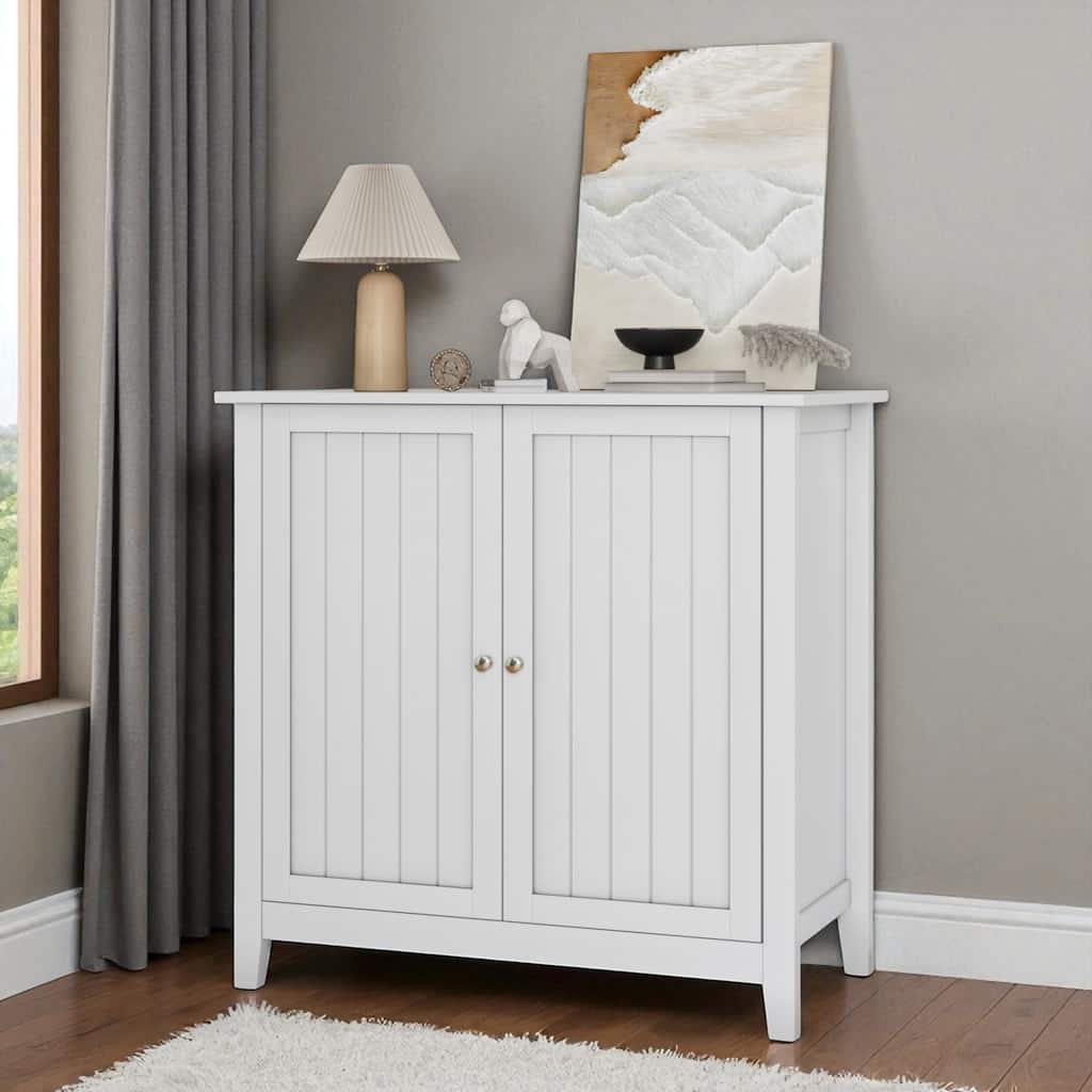 Double Door Storage Cabinet, Mid-Century Modern Buffet Cabinet with Shelves, Freestanding Organizer for Kitchen, Entryway