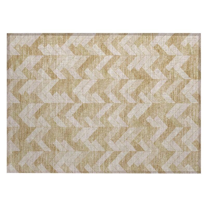 Machine Washable Indoor/ Outdoor Modern Chevron Chantille Rug