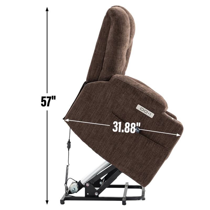 EMON'S Large Power Lift Recliner Chair with Massage and Heat for Elderly, Overstuffed Wide Recliners, Heavy Duty Motion Mechanis