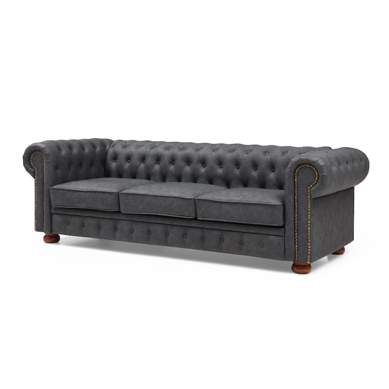 Classic Chesterfield Faux Leather Sofa Couch