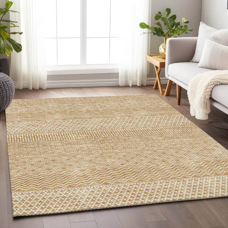 Premium Washable Super Soft Modern Moroccan Mayfield Rug - Gold - 3' x 5'