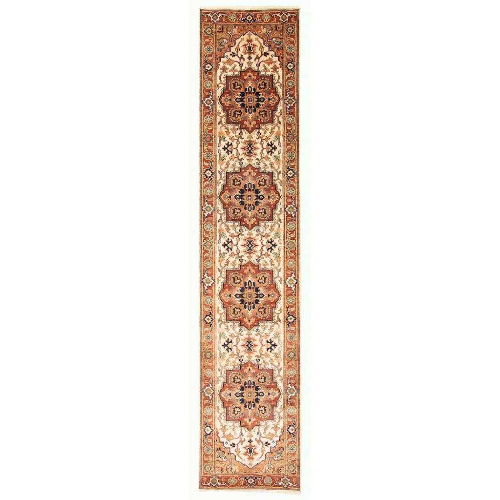 ECARPETGALLERY Hand-knotted Jules Sultane Cream Wool Rug - 2'6 x 11'9