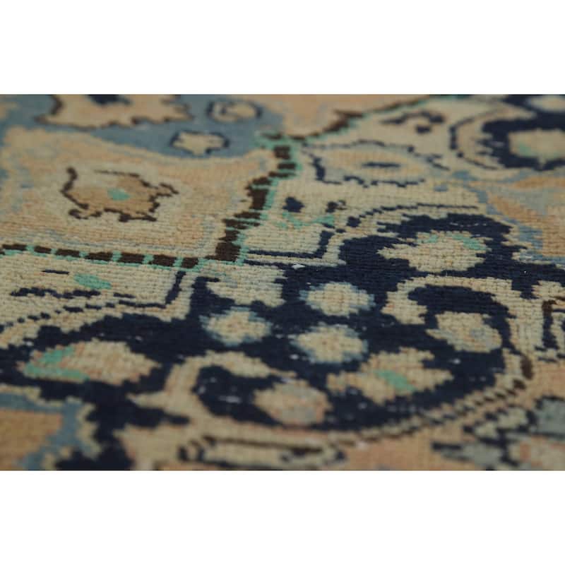 Medallion Mashad Persian Vintage Area Rug Handmade Wool Carpet - 7'11"x 11'1"