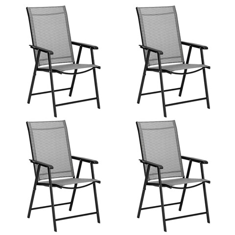Patio Folding Textilene Chairs with Armrest Set of 4